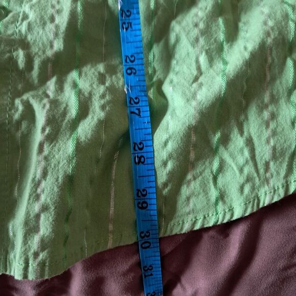 MZ.U.S.A. Shirt Men's Large L Green Graphic Print Button Up Abstract Embroidered - Picture 9 of 9